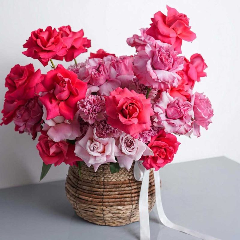 Blush Elegance in a Basket